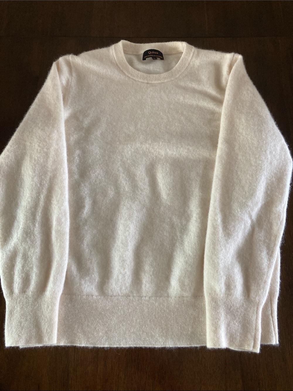 Quince Womens Crewneck Mongolian Cashmere Sweater in Soft Cream - Picture 3 of 8